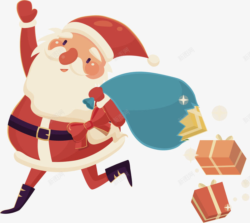圣诞老人矢量图图标eps_新图网 https://ixintu.com 圣诞老人 彩色底纹 扁平化 矢量图标 礼物盒 设计图 矢量图