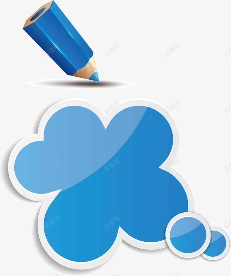 蓝色云朵对话框png免抠素材_新图网 https://ixintu.com 云朵 对话框 文本框 蓝色