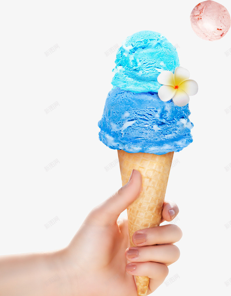蓝色冰淇凌png免抠素材_新图网 https://ixintu.com PSD 冰激凌 冷饮 夏日 清凉 蓝色 鲜花