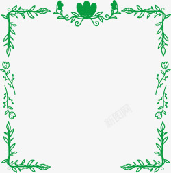 绿色手绘花藤边框素材