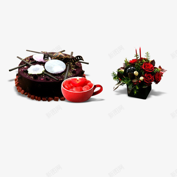 黑森林蛋糕psd免抠素材_新图网 https://ixintu.com 巧克力 甜点 美食 蛋糕 鲜花 黑森林蛋糕