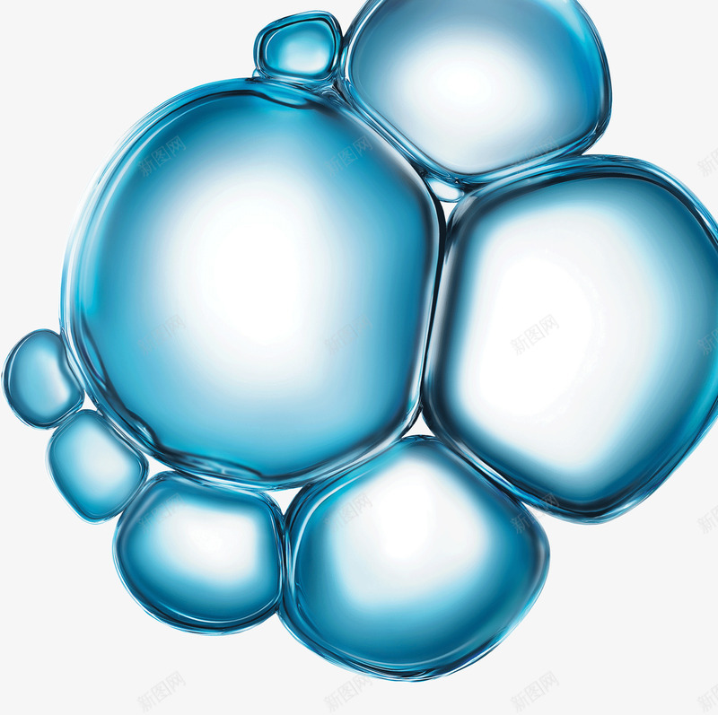 气泡psd免抠素材_新图网 https://ixintu.com 化妆品装饰 气泡 水泡 蓝色