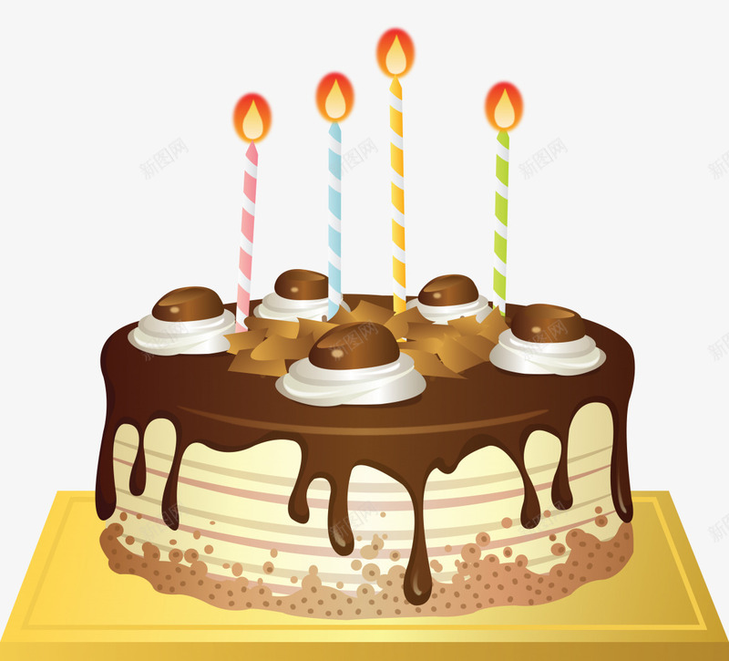 点满蜡烛的生日蛋糕png免抠素材_新图网 https://ixintu.com 奶油 巧克力蛋糕 甜品 生日祝福 礼物