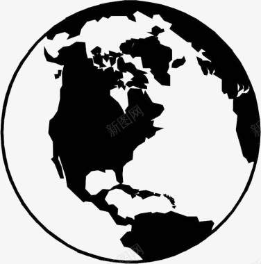平面黑白地球图案图标图标