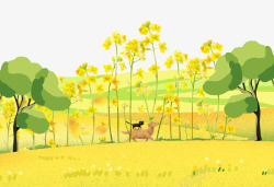 乡间动物秋天黄色小草树木鲜花高清图片