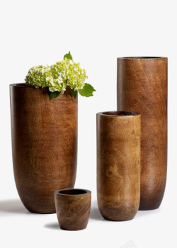 木头花瓶木头盆栽高清图片