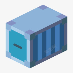 蓝色立体集装箱元素矢量图素材