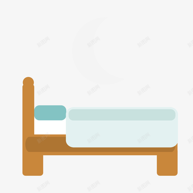 睡觉图标矢量图ai_新图网 https://ixintu.com 图标 形状 方形 月亮 木质 枕头 睡觉 被子 矢量图