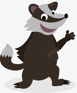 褐色蜜獾打招呼的卡通蜜獾矢量图高清图片
