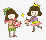 两个小女孩png免抠素材_新图网 https://ixintu.com 两个拿礼物的小女孩 友谊素材 闺蜜素材
