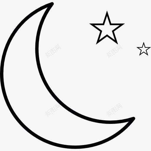 Moon和星星图标png_新图网 https://ixintu.com 半个月亮 困了 夜 形状 星星 月亮的阶段