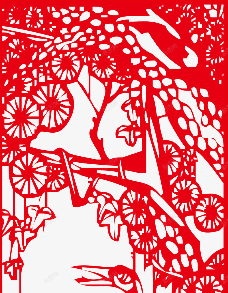 红色树林png免抠素材_新图网 https://ixintu.com 剪纸 树林 红色 红色剪纸花 红色剪纸花卉 红色剪纸花环 红色剪纸花边
