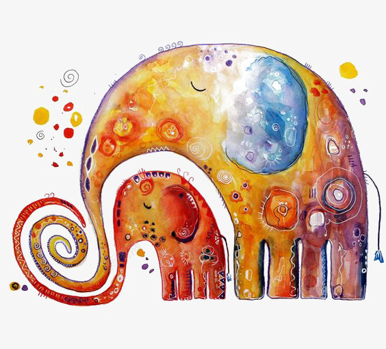 儿童插画png免抠素材_新图网 https://ixintu.com MBE风格 创意 卡通大象 大象 手绘大象 民族风