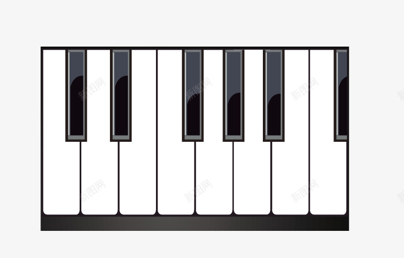 黑白钢琴键盘元素矢量图ai免抠素材_新图网 https://ixintu.com 钢琴键盘 音乐元素 黑白琴键 矢量图