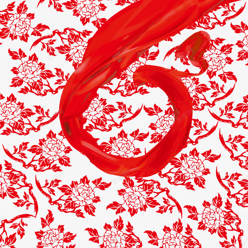 红色鲜花底纹png免抠素材_新图网 https://ixintu.com 丝绸 底纹 彩带 红色 花朵 鲜花