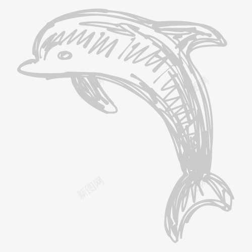 粉笔涂鸦风格png免抠素材_新图网 https://ixintu.com 手绘 海豚 涂鸦 粉笔 线稿 风格 黑色