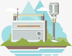海报立式复古收音机麦克风自然背景高清图片