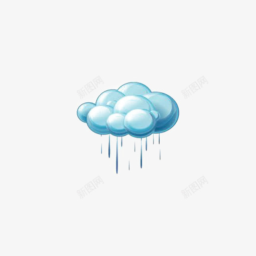 卡通云朵png免抠素材_新图网 https://ixintu.com 下雨 云朵插画 天气 手绘云朵 蓝色云朵 雨滴