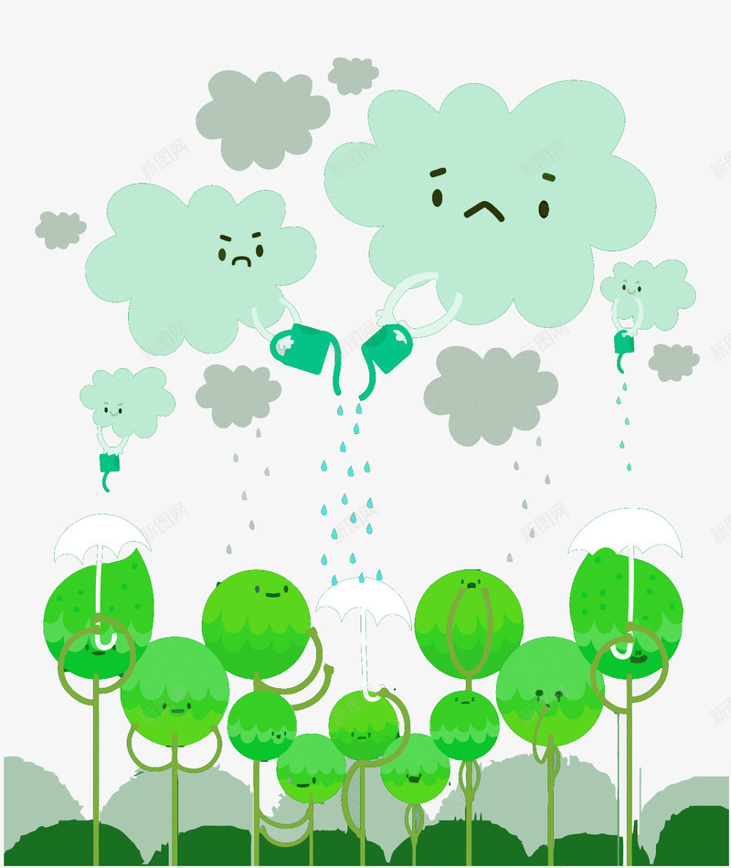 云给树浇水png免抠素材_新图网 https://ixintu.com PNG图片 PNG图片素材 PNG素材 PNG素材免费下载 云朵 卡通 扁平化 树