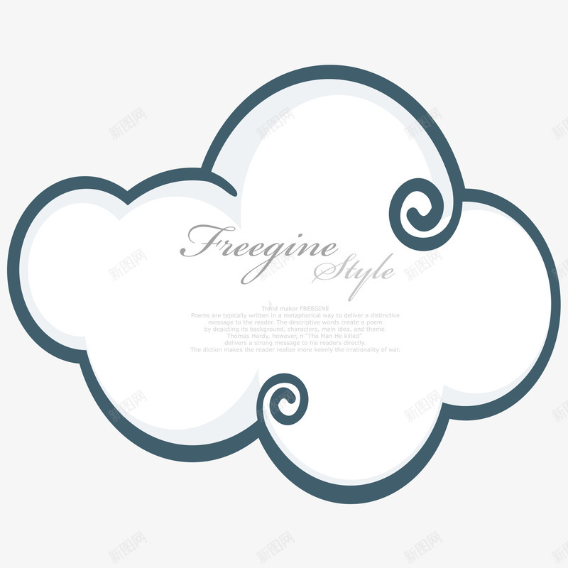 创意简笔云朵标签png免抠素材_新图网 https://ixintu.com 云朵图案 云朵边框 创意 标签 简图 英文图案