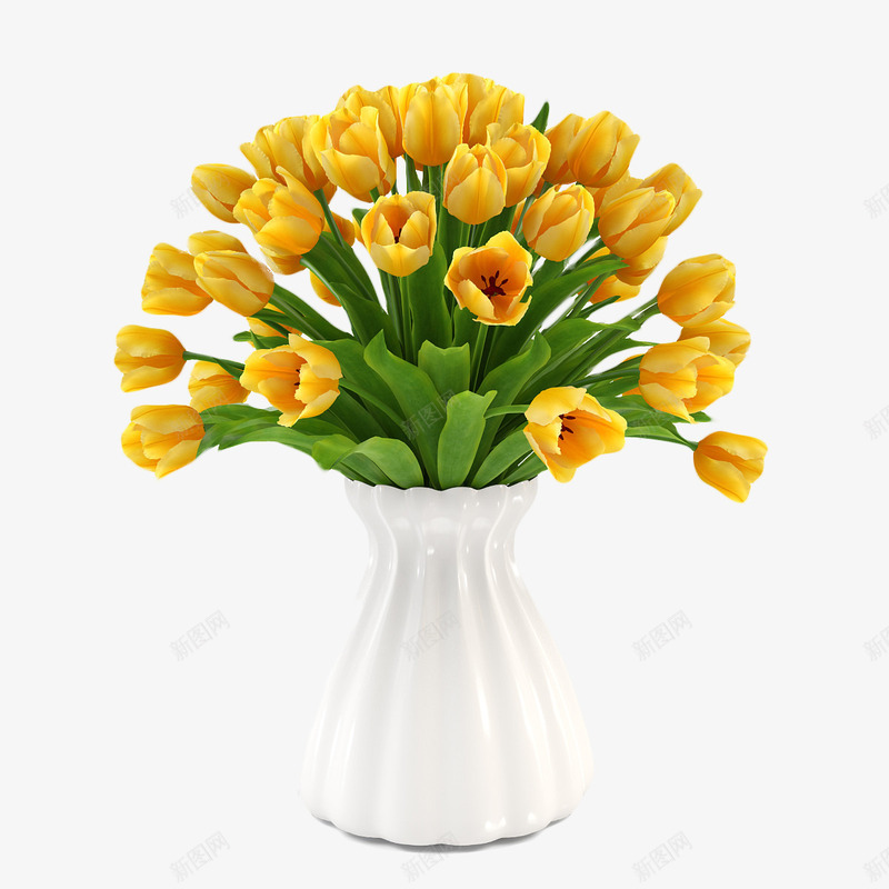 黄色鲜花束png免抠素材_新图网 https://ixintu.com 白色 白色花瓶 鲜花 鲜花束 黄色 黄色鲜花束