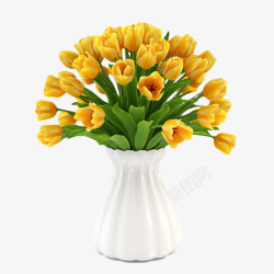 黄色花瓶黄色鲜花束高清图片