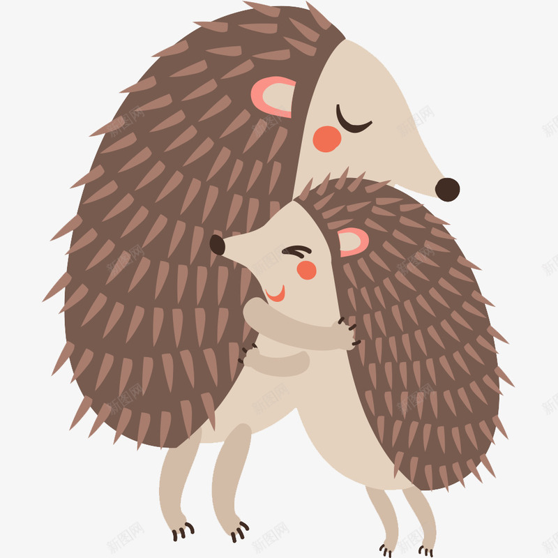 拥抱的刺猬png免抠素材_新图网 https://ixintu.com 两只 刺猬 动物 卡通 可爱 手绘 拥抱 棕色