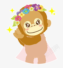 手绘猴卡通动物图标png_新图网 https://ixintu.com 卡通猴 可爱 小猴 手绘图片 手绘猴子图片 星星 猴子图标 猴子图案 猴素描 花环 装饰