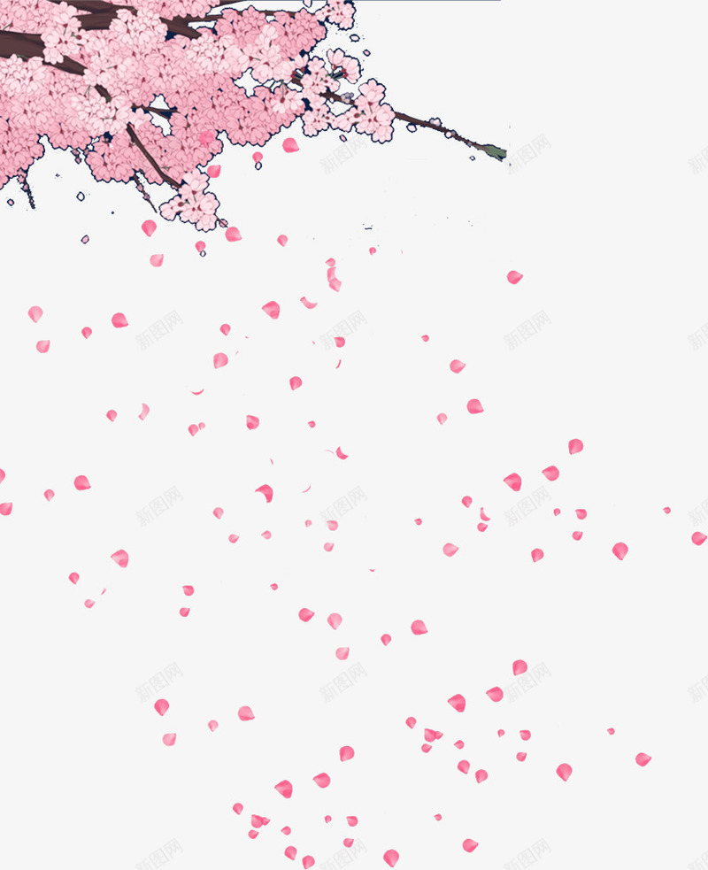 掉落的花瓣片png免抠素材_新图网 https://ixintu.com 卡通 卡通素材 卡通鲜花 水墨画 花枝 花瓣 花瓣背景 花瓣背景素材 鲜花