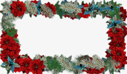 红花绿叶装饰长方形花环高清图片
