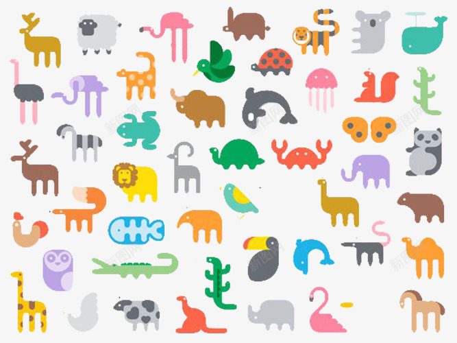 动物世界图标png_新图网 https://ixintu.com 动物园 动物标本 卡通 图案 贴纸