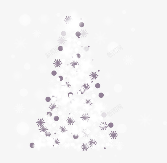星光圣诞树png免抠素材_新图网 https://ixintu.com 光晕 圣诞树 白色 紫色 雪花