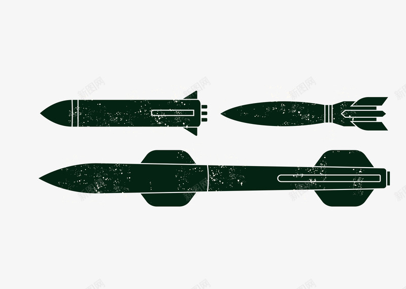 火箭黑白剪影矢量图图标ai_新图网 https://ixintu.com 导弹 战争 武器 火箭 科技 黑白剪影 矢量图