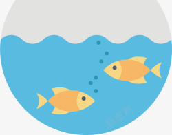 手绘观赏金鱼海草鱼缸里的金鱼矢量图高清图片