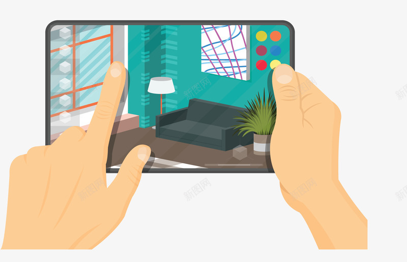 手机端虚拟装修游戏矢量图ai免抠素材_新图网 https://ixintu.com 手机端 手机装修 矢量png 虚拟现实 虚拟装修 装修游戏 矢量图