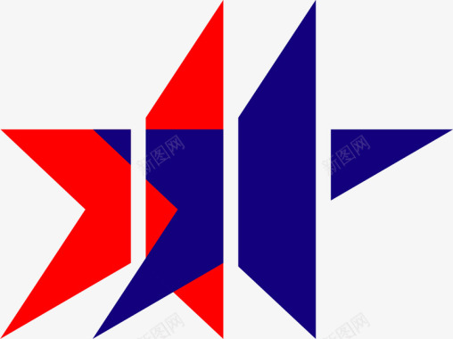 红蓝五角星logo图标图标