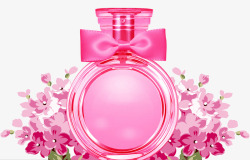 瓶子图案粉色鲜花装饰香水瓶高清图片