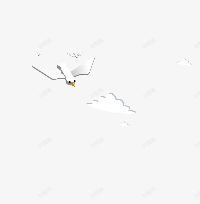 插画在天空中飞翔着的鸟png免抠素材_新图网 https://ixintu.com 云朵 天空 手绘 插画 白色的鸟 鸟