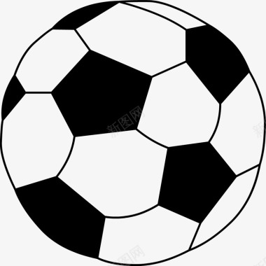 足球线稿黑白图标图标