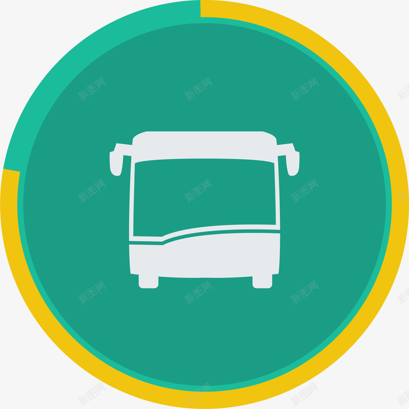 白色巴士图标png_新图网 https://ixintu.com 圆圈卡片 巴士图标 白色公交车 白色图标 童趣 绿色卡片