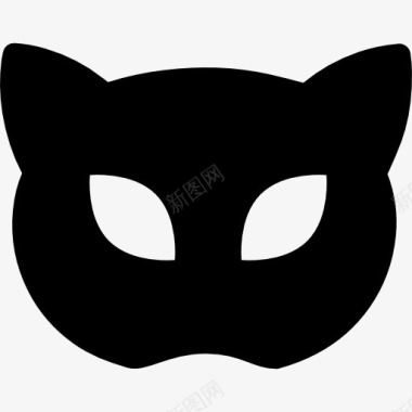 狂欢节面具的轮廓像猫脸图标图标