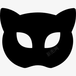 猫面具狂欢节面具的轮廓像猫脸图标高清图片