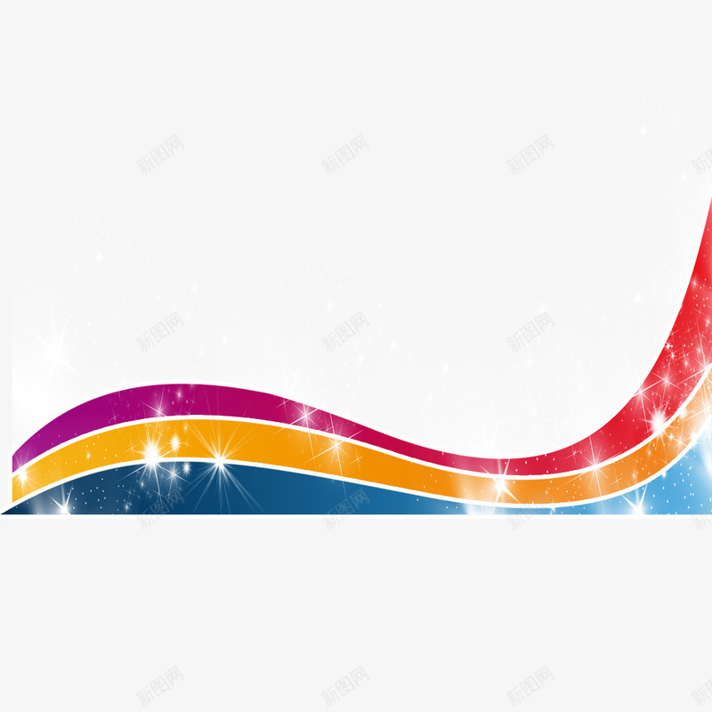 彩虹丝带psd免抠素材_新图网 https://ixintu.com 丝带 彩色 彩虹 星光