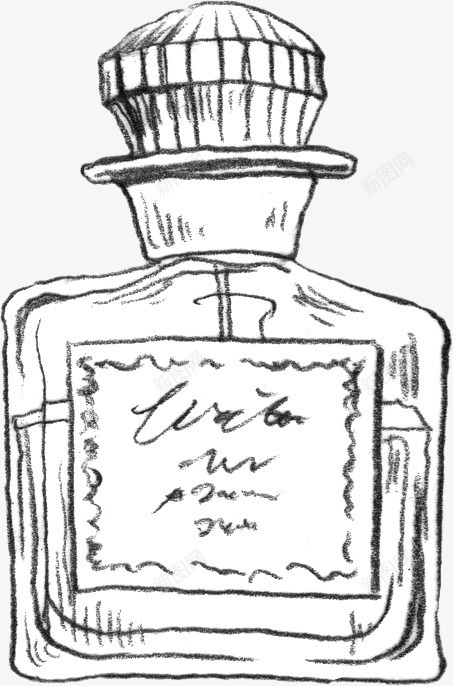 香水png免抠素材_新图网 https://ixintu.com 化妆品 卡通 可爱 手绘 瓶子 香水 黑白