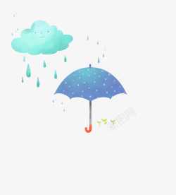 雨滴插图手绘水彩可爱插图高清图片