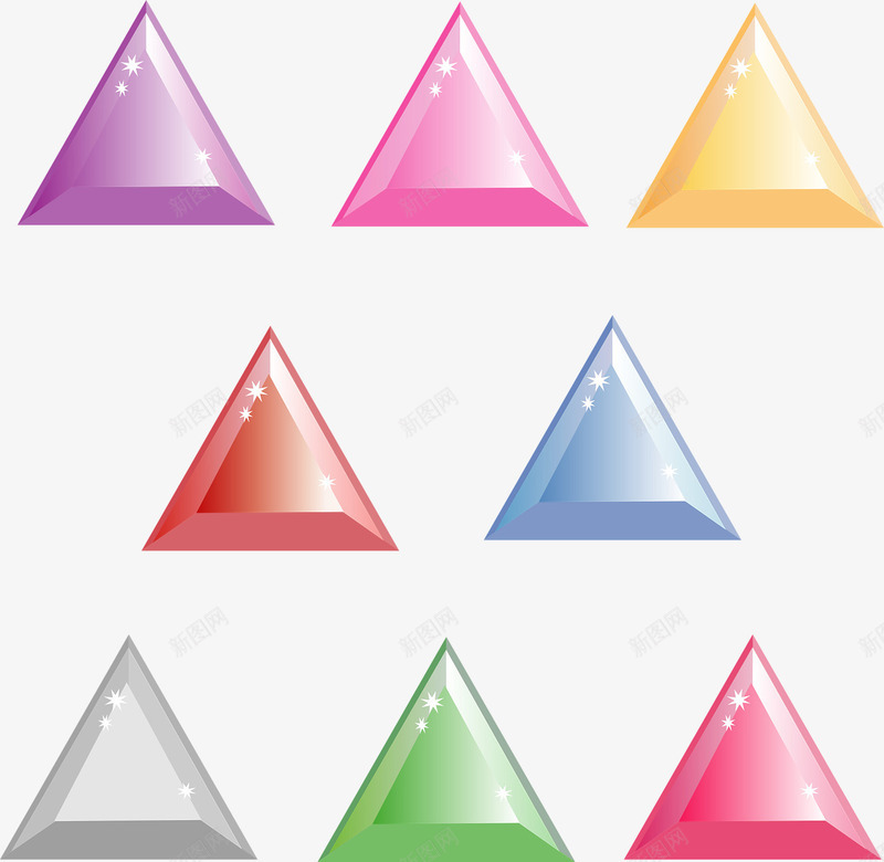 五颜六色的三角形png免抠素材_新图网 https://ixintu.com 发光 形状 水晶 珠宝