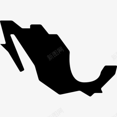 墨西哥共和国地图黑色形状图标图标