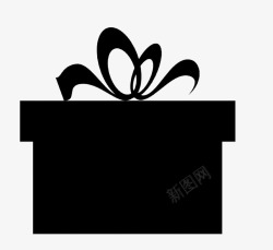黑丝带纯色黑色礼品盒和黑丝带礼物花图标高清图片