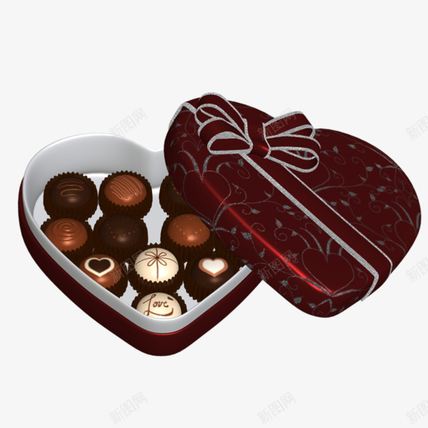 巧克力礼物盒png免抠素材_新图网 https://ixintu.com 巧克力 心形 甜品 盒子