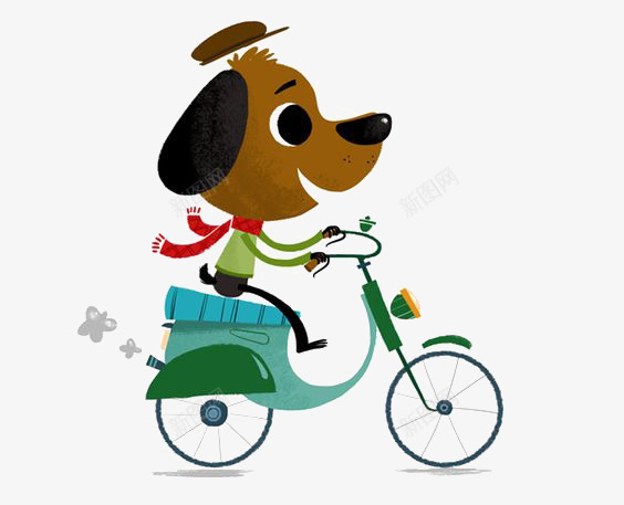 骑车的小狗png免抠素材_新图网 https://ixintu.com 儿童插画 卡通 小狗 手绘 拟人 插画